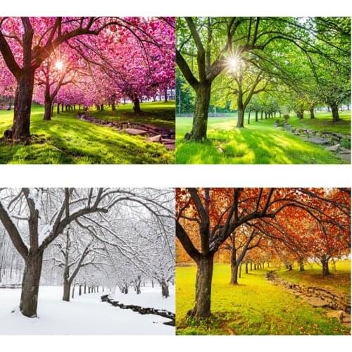 DIY 5D Diamond Painting Scenery Diamond Embroidery Four Seasons Tree Cross Ctitch Full Square Round Drill Home Decor Art Gift