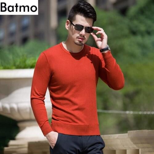 Batmo 2018 new arrival autumn&winter high quality O-Neck casual sweater men,mens casual sweaters plus-size M-8XL 9881