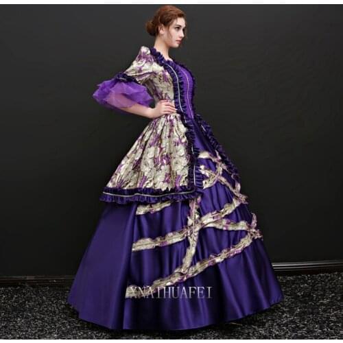 Free ship long flare sleeve purple queen venice carnival queen ball gown medieval dress Renaissance Gown Victoria/Antoinette