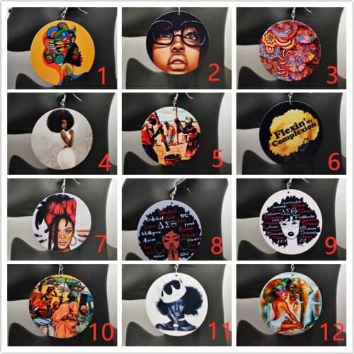 Free Shipping! Black Girls Wooden Earrings