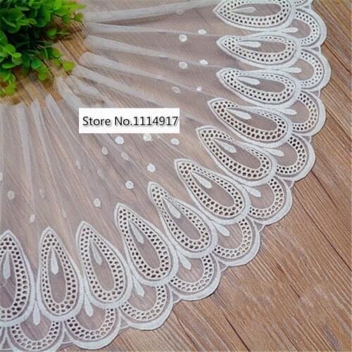 Free Shipping Vintage Soft Gauze Cutout Embroidery Lace Trim Lace Fabric Width 25cm 3Yds/lot