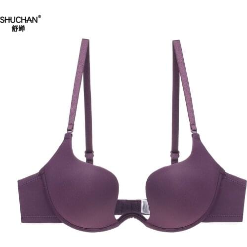 SHUCHAN Deep U Wedding Wear Push Up Bra Half Cup(1/2 Cup) Underwire Sexy Low Cut Ecmln Push Up Women Lingerie Intimates Bras