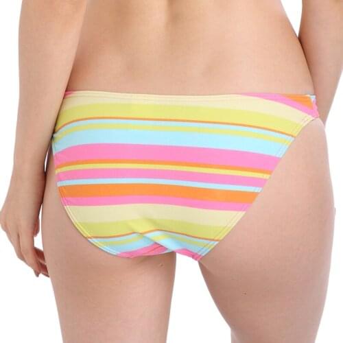 Rainbow Stripes Bikini Shorts Panty Large Size Female Swim Bottom Europe Fully Lined Nylon Women Swim Panty 02