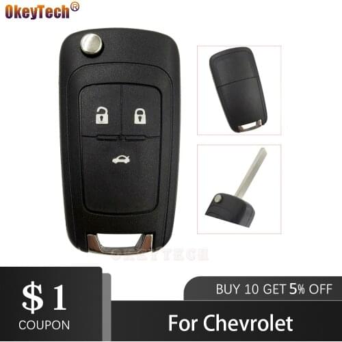 OkeyTech 3 Buttons Replacement Flip Folding Remote Car Key Shell Case Cover For Chevrolet Cruze Epica Lova Camaro Impala Aveo