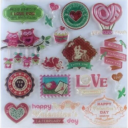 DIY Scrapbooking Albums Stamps Owl Valentines Day Stamp/Seal Transparent Silicone Love Seal/Stamp Decorative Arts Crafts Sewing