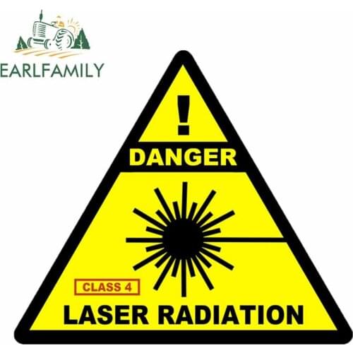 EARLFAMILY 13cm x 11.4cm for Danger Laser Radiation Triangle Laptop Car Stickers Occlusion Scratch Cartoon Decal Vinyl Car Wrap