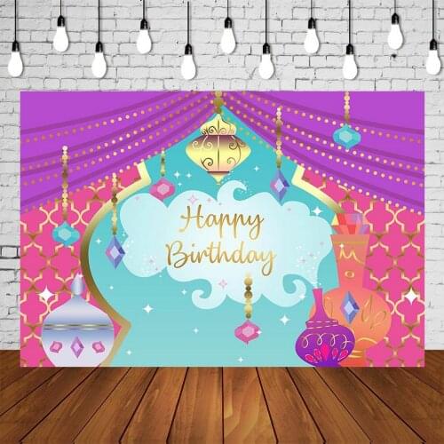 Magic Genie Backdrop Girl Arabian Nights Moroccan Birthday Party Banner Photographic Background Mural Poster Scene Setter Decors