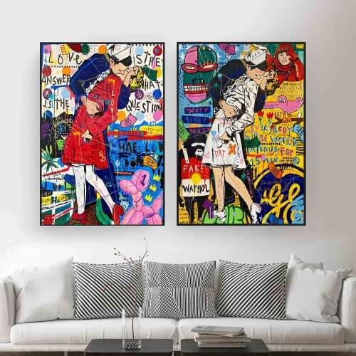 Graffiti Wall Art Victory Kiss Canvas Poster Oil Painting Figure Painting Print Poster Picture For Living Room Home Decor Decor
