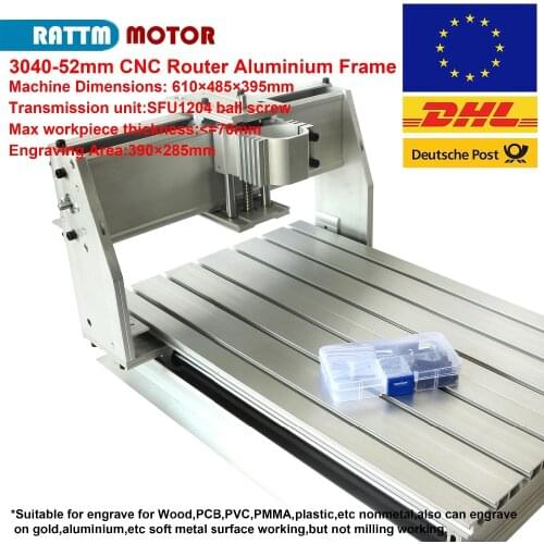 CNC 3040 router machine aluminium Frame DIY 390x285x55mm SFU1204 ballscrew for CNC router milling machine