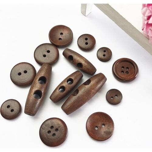 Happymems Mixed 40pcs Wood Button For Clothing Olive Button Decorative Handmade Scrapbooking Accessory
