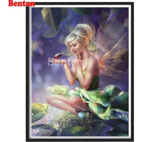 Dragonfly fairy elf girl Diamond Painting Picture of Rhinestones Round diamond embroidery mosaic diamond cross-stitch 5D Art