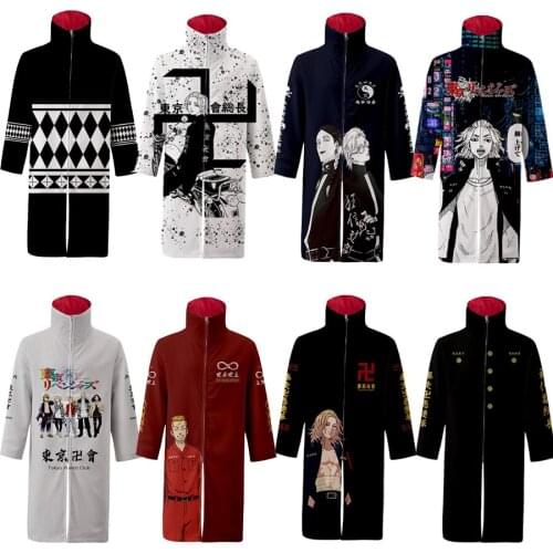 Anime Tokyo Revengers Ken Ryuguji Cosplay Costumes Zipper Cloak Mens Manjiro Sano Long Robes Kimono Coats for Boys Halloween