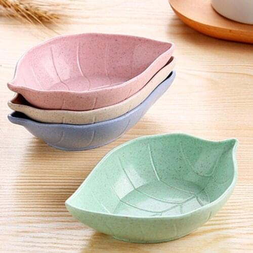 Creative Leaf Shape Wheat Straw Seasoning Dish Sauce Vinegar Mini Plate Tool Dessert Side Dish for Kitchen Tableware Utensil too