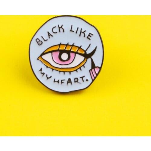 Round Badges Punk Black Like My Heart Clothes Icon Long Eyelash Clothes Lapel Pin Anime Decoration Pins Brooch Accessories Icons