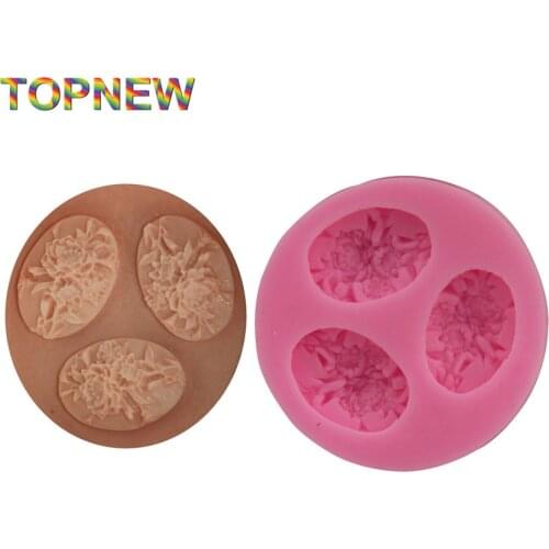 Hot! Lovely 3-Hole Flowers Molds for Fondant Sugar Jello Jelly Lace Ice Cake Non-Stick Decorating Tools Silicone Moulds C1676