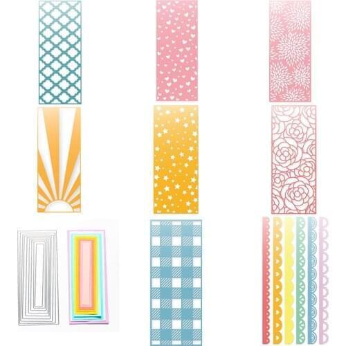 Metal Cutting Dies Slimline Nested Stitched Scalloped Rectangles Hearts For DIY Scrapbooking Embossing Paper Cards Dies 2021New