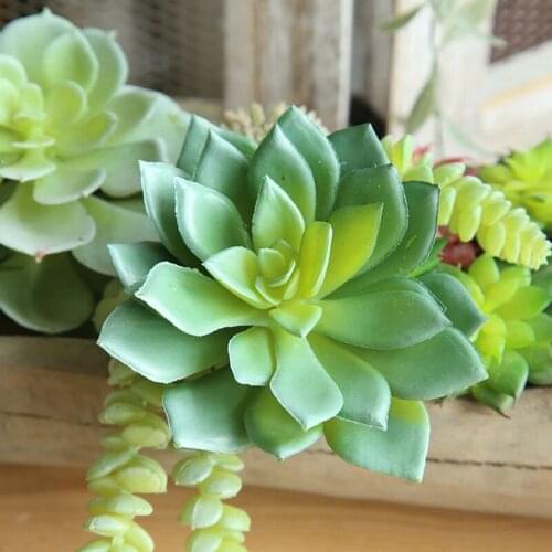 Mini Artificial Succulent Flocking Plants Fake Succulents Plant Lotus Landscape Decorative Garden Arrange Decor