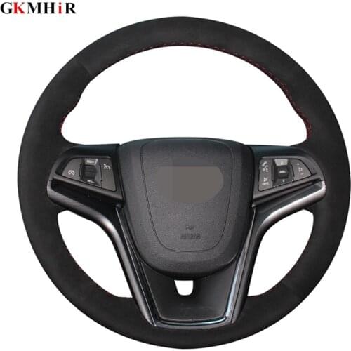 Hand-stitched Black Genuine Leather Suede Car Steering Wheel Cover For Chevrolet Malibu 2011-2014 Volt 2011 2012 2013 2014 2015