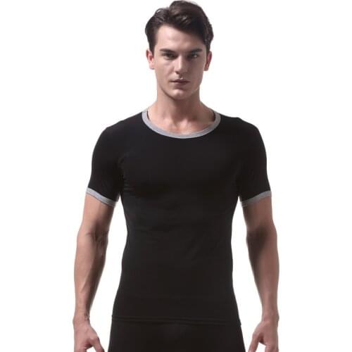 Man Undershirts Short Sleeves Ultra-thin T Shirts Lingerie Transparent Tops Fitness Sleepwear Ice Silk T Shirt Thermal Shirt XXL