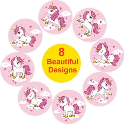 500pcs Cartoon Unicorn Stickers Lables for Girls Birthday Party Homemade Cookie DIY Soap Candy Bag Decoration Classroom Reward