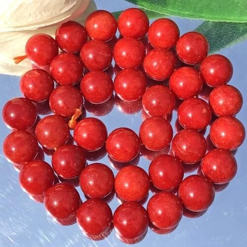 Natural Stone Red Coral Jades Chalcedony Beads Round Spacer Loose Beads For Jewelry Making DIY Bracelet Accessories 6/8/10/12mm
