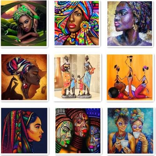 New Diamond Painting 5d DIY Cross Stitch African Woman Full Square Round Embroidery Rhinestone Kids Adult Home Office Decor Gift
