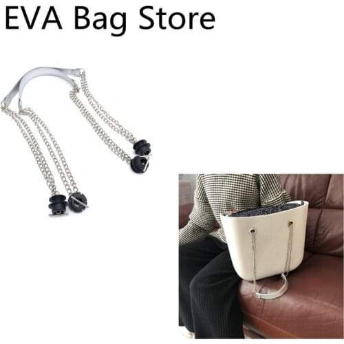New 1 Pair Silver Long Double Chain Handles For Obag EVA Totes Women Bag Shoulder HandBag