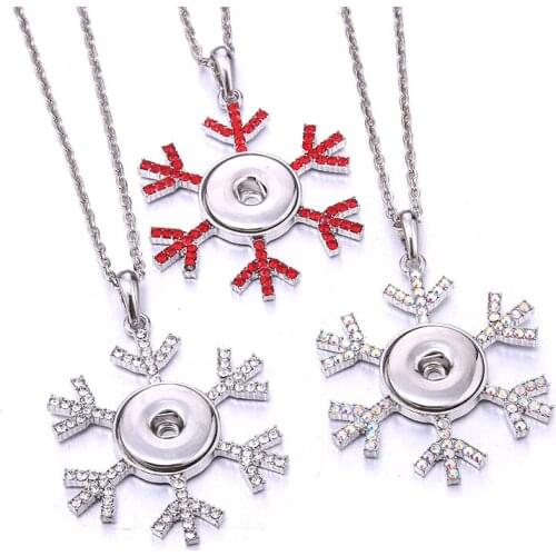 New Snap Button Jewelry Necklace Rhinestone Crystal snowflake Snap Button Necklace Christmas snap necklace Christmas jewelry