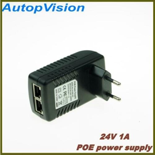 New Active Power Adapter POE Injector PSE Output DC24V 1A Power over Ethernet EU plug Free Shipping