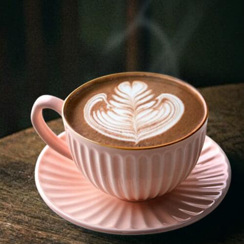 Porcelain European Coffee Cup Set Luxury Small Bone China Tea Cups with Handle Textured Matero Hierba Home Drinkware LL50CC