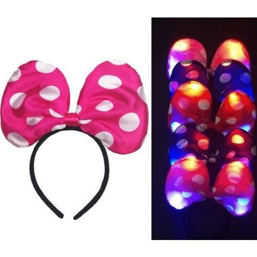 Party led flash headwear cartoon headband Children men lady COS mickey Minnie bowknot hair band wedding festive supplies gift