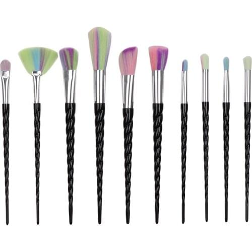 Professional 10PCS Black handles Spiral White Handle Makeup Brushes Powder Foundation Blush Face Shading Cosmetic Brush Makeup