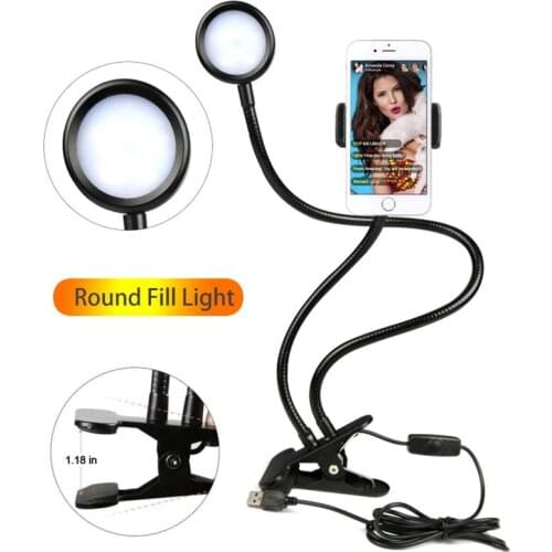 RL-05X Clip-on Round Light Reading Lights USB Book Clamp Light , Eye Protection Kids Desk Lamp, Suit for handphone Live Light