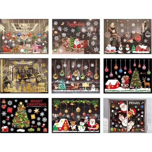 DIY Christmas Window Film Glass Sticker Halloween Electrostatic Window Sticker Christmas Decorations For Home New Year 2020