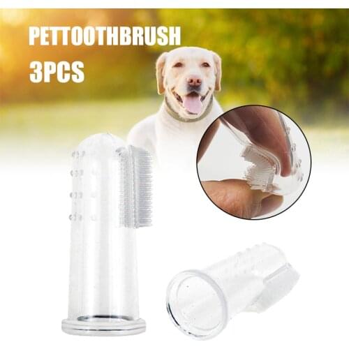 Pet Fingerbrush Toothbrush 3 PCS Reusable Silicone Soft Finger Teethbrush for All Pet Dental & Oral Care Teeth CLH@8