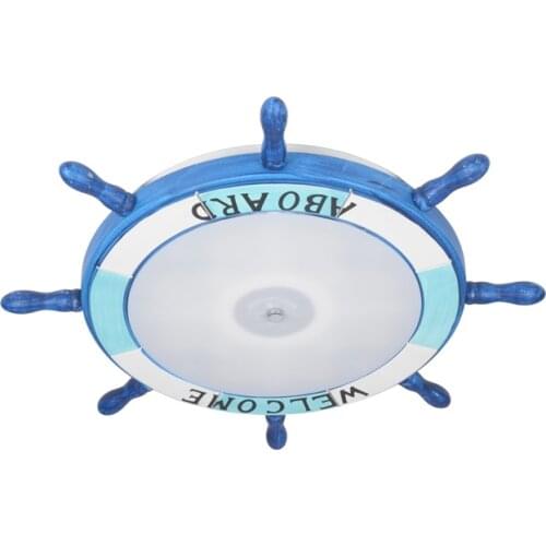 Mediterranean Style Cartoon LED Rudder Flush Mount Lamp Modern Vintage Acrylic Bedroom Kids Room Ceiling Light Fixtures CL242