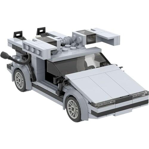 Techhnical Car Back To The Futured Time Machine Supercar Building Blocks Machine High Tech Super Sport Car Toys Collecting Block