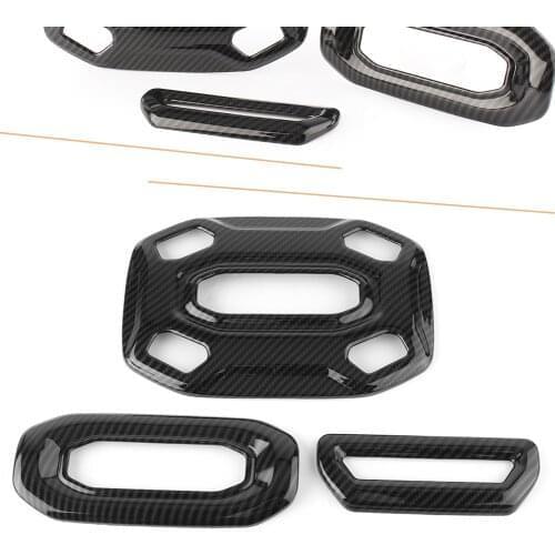 Carbon Fiber Front Rear Central Roof Reading Lamp Cover Panel Trim For 2018 Jeep Wrangler JL