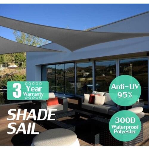 Grey 300D 160GSM Waterproof Polyester Oxford Fabric Shade Sail Pergola Cover Canopy Rectangle