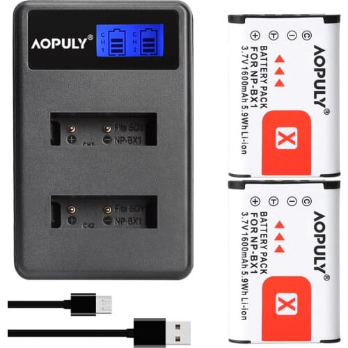 2Pcs NP-BX1 NP BX1 NPBX1 Battery + LCD USB Charger For Sony HDR-AS200v AS20 AS100V AZ1 DSC-RX100 X1000V WX350 RX1 AS15