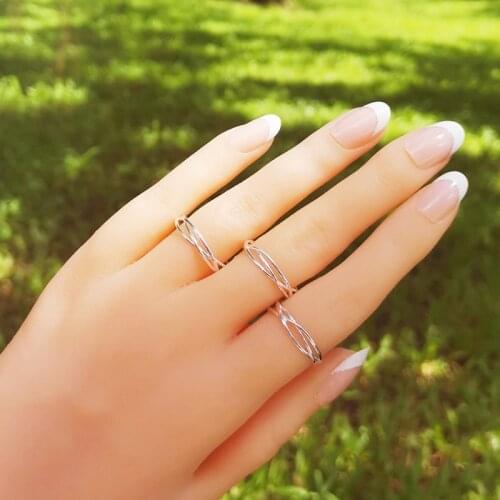 YPAY 100% Genuine 925 Sterling Silver Line Winding Shape Open Rings For Women Creative Design Lady Fine Jewelry Gifts YMR003