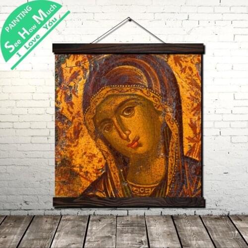 Madonna Golden Mural Scroll Painting Canvas Vintage Poster and Prints Wall Art Picture Living Room Bedroom Farmhouse Decoration