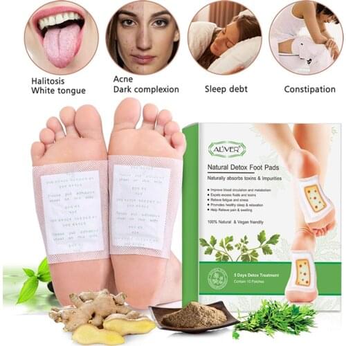 10pcs Detox Foot Patches Pads Body Toxins Feet Slimming Cleansing Herbal Adhesive