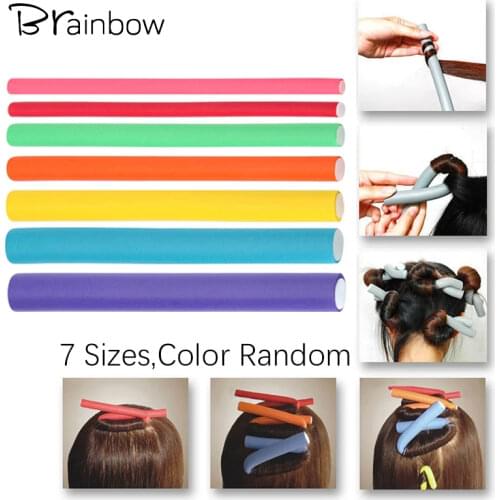 Brainbow 10pcs Soft Foam Hair Roller Flexible Hair Curling Rod Hair Curler Makers Bendy Twist Curls Flexi DIY Rollers Styling