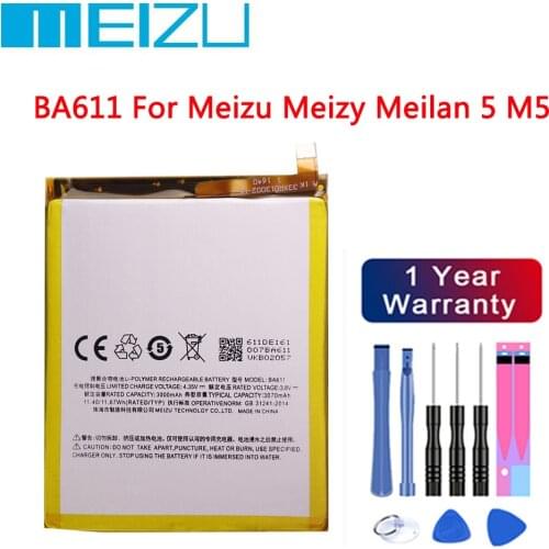 Meizu 100% Original 3070mAh BA611 Battery For Meizu M5 Meizy Meilan 5 Phone Lastest Produce High Quality Battery+Free tools