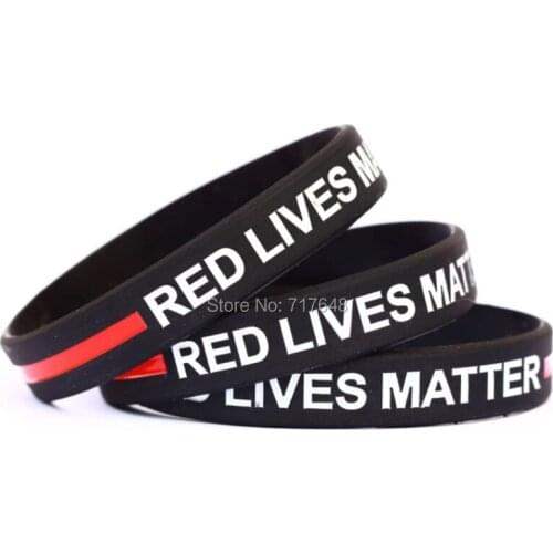 100pcs Red Lives Matter with Thin Red Line wristband silicone bracelets free shipping by ePacket A