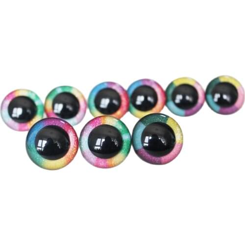 1000PCS new rainbow eyes 14mm-30mm glitter round clear toy safety eyes+ washer For Wool diy pupil findings---R3