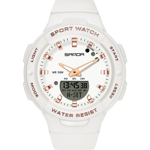 2021Fashion Womens Watch Dual Display Wristwatches Lady Quartz 50M Waterproof Sport Multifunction Female Clock Relogio Feminino