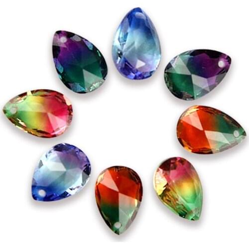 7*10mm Fancy Teardrop Rhinestone Glass Crystal Drop Shaped Hole Pendant Pointback Tourmaline Rhinestone Earring Making