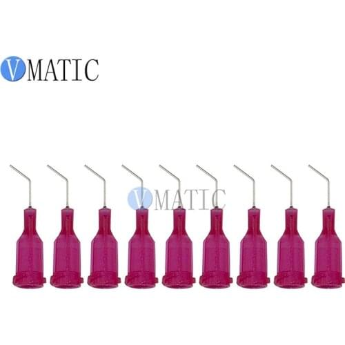 Free Shipping 100Pcs 25G Red 0.5'' Length 45 Degree Bend Bent Blunt End Stainless Steel Dispensing Needles 1/2 Inch